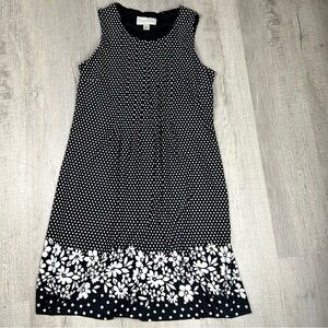 Elegant Black and White Floral Midi Dress